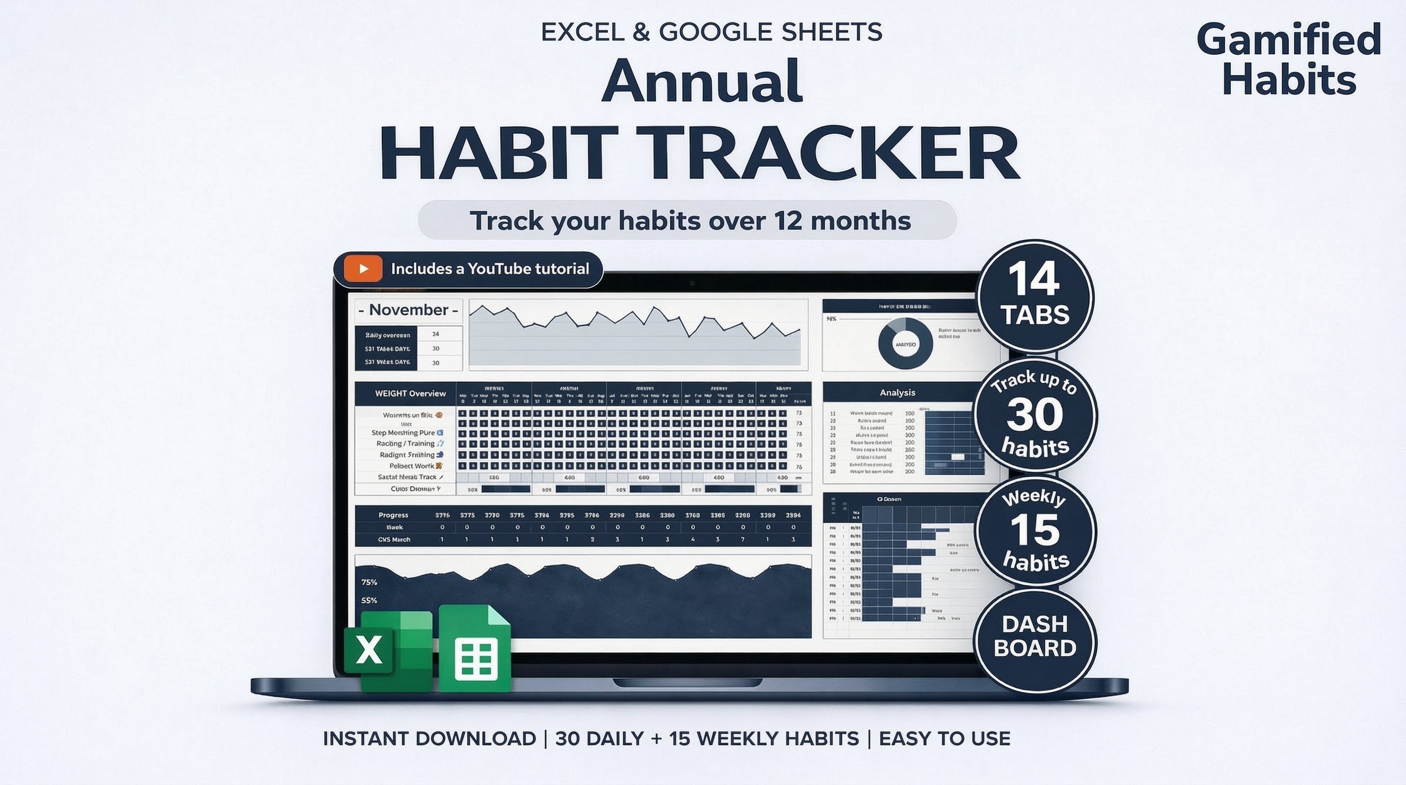 Gamified Habits Annual Habit Tracker